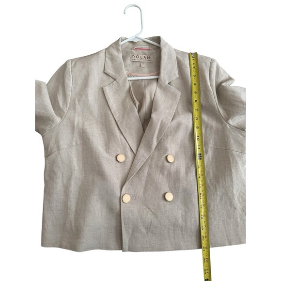 DOLAN Left Coast‎ Pleated-Back Cropped Blazer Gold Buttons Linen Blend Size L - Picture 6 of 8